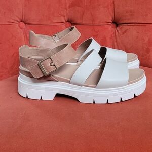 Dr. Scholl's Trekkie Stylish White and Tan Women's Sandals Size 10